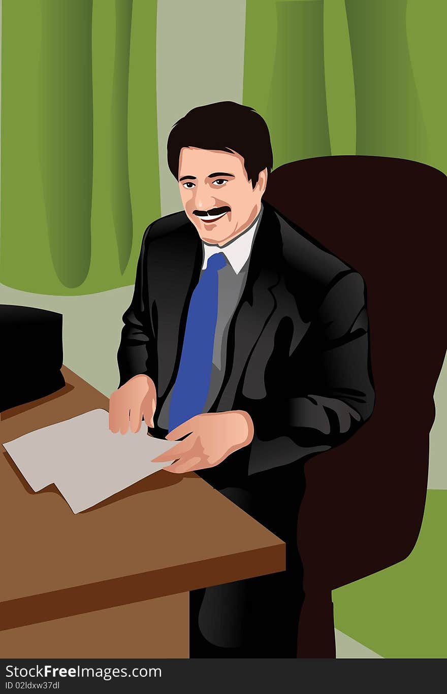 Image of a lawyer who is preparing paperwork for his client. Image of a lawyer who is preparing paperwork for his client