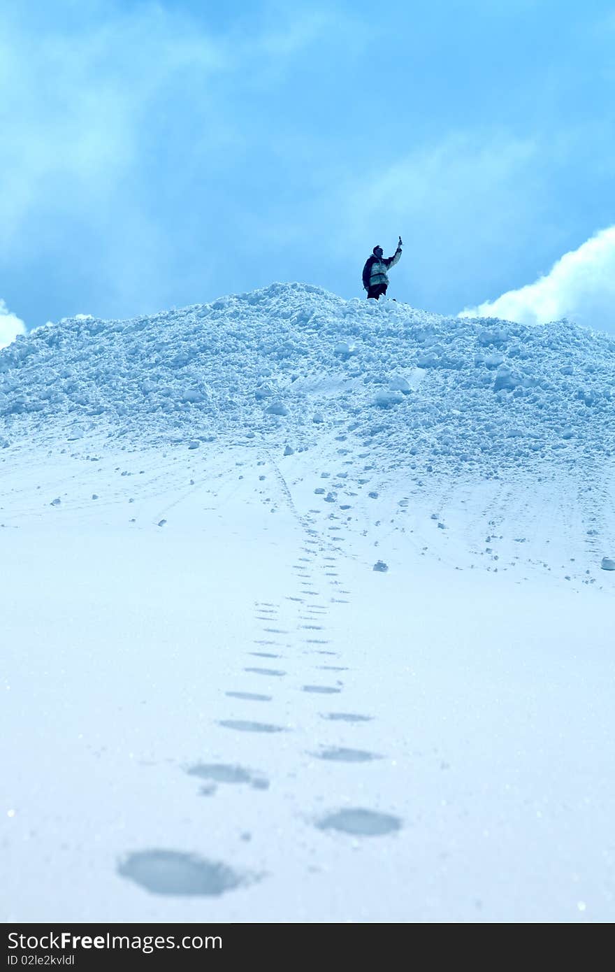 Hike in snow mountains