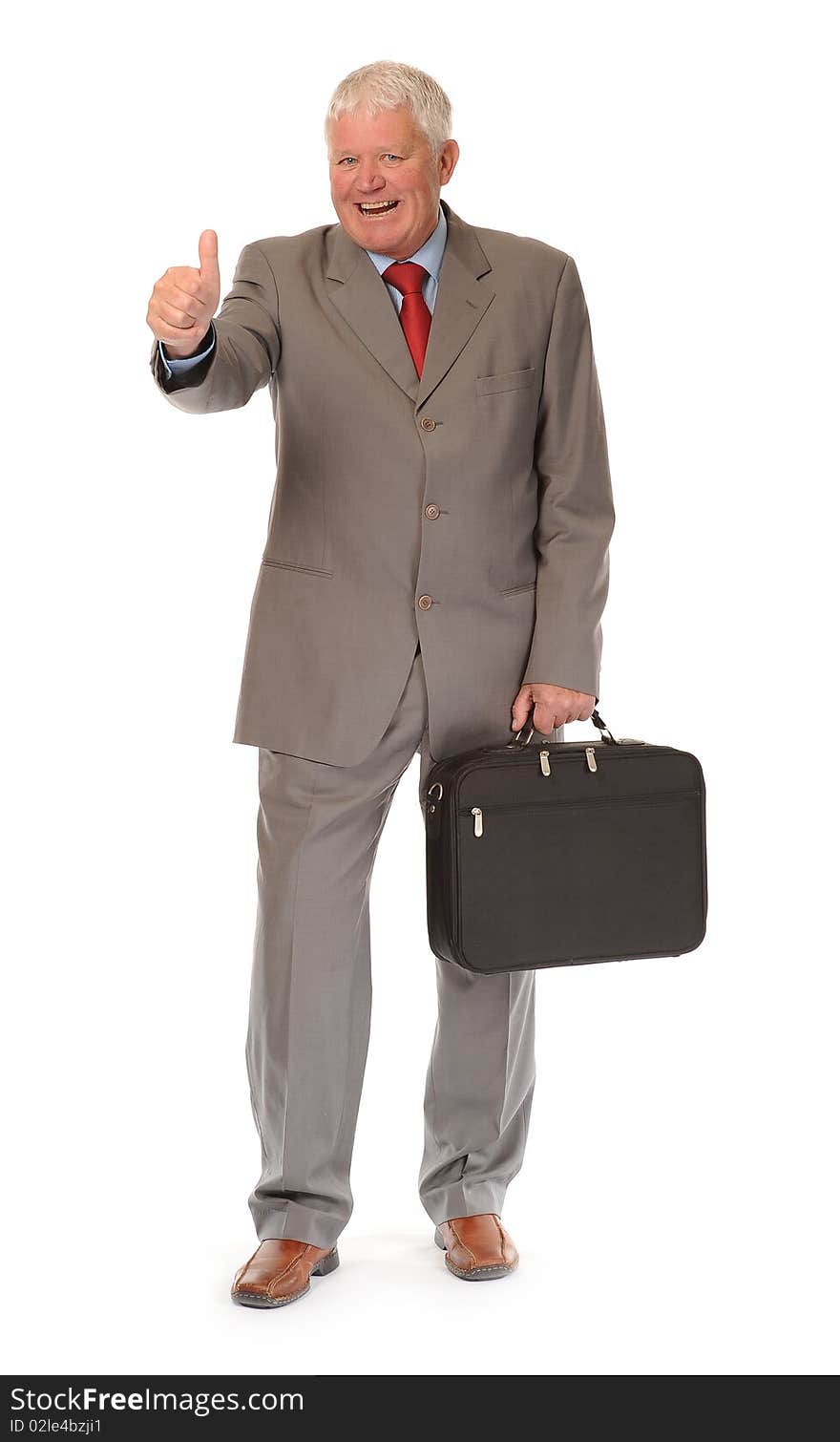 Successful mature business man on white background, giving thumbs up sign. Successful mature business man on white background, giving thumbs up sign