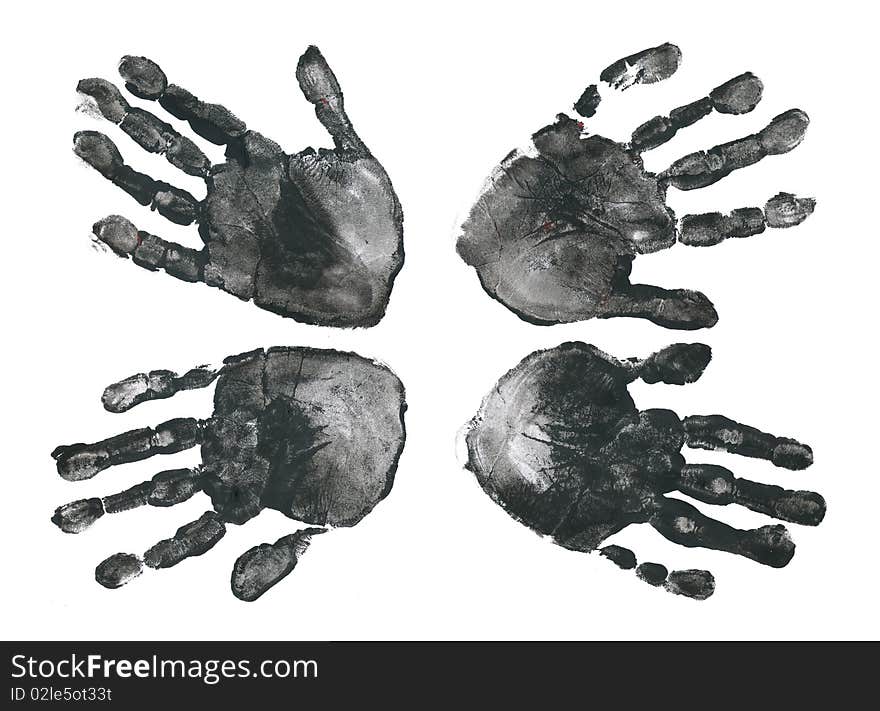 Spooky hands print over white background