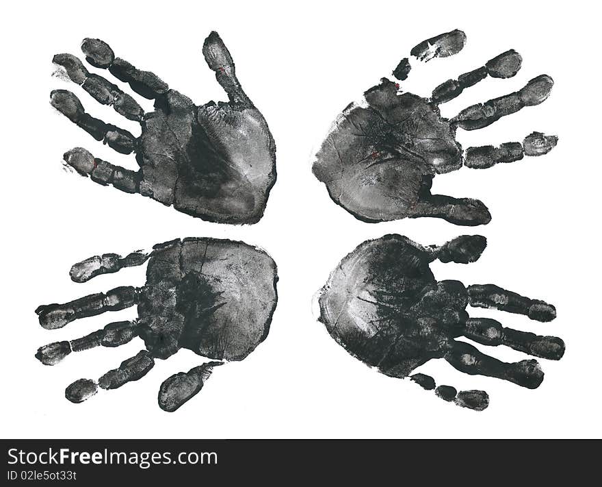 Spooky hands print over white