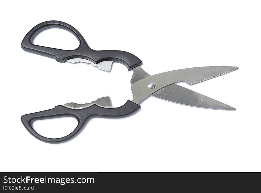 Kitchen scissors isolated over white