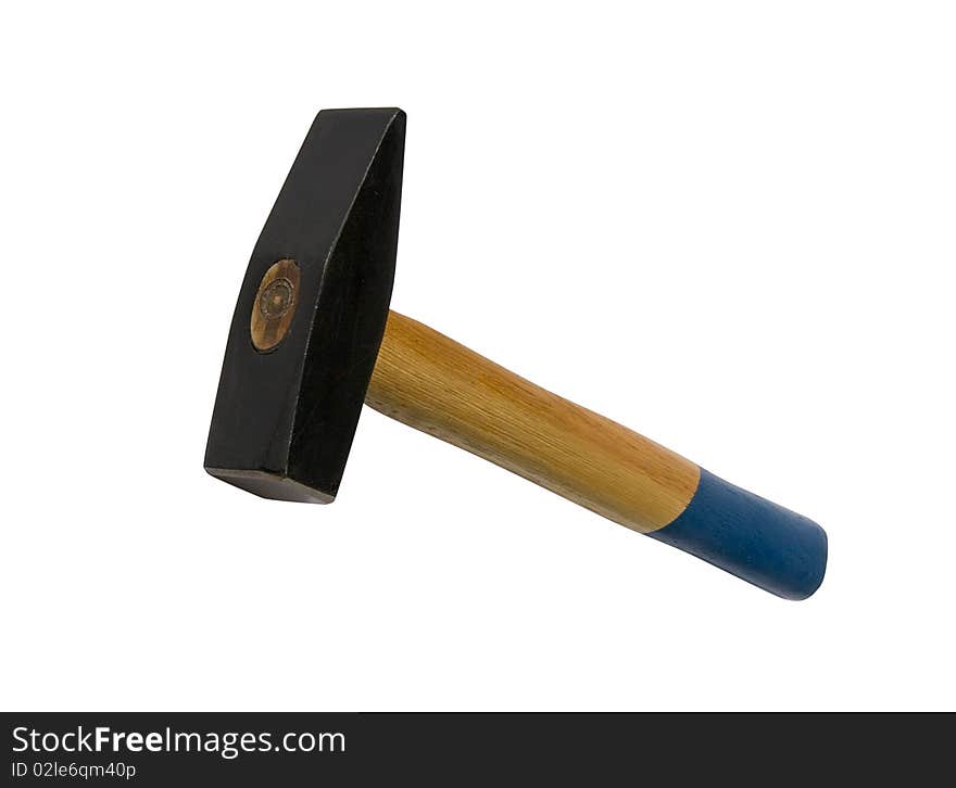 Hammer with wood handle isolated on white background. Hammer with wood handle isolated on white background