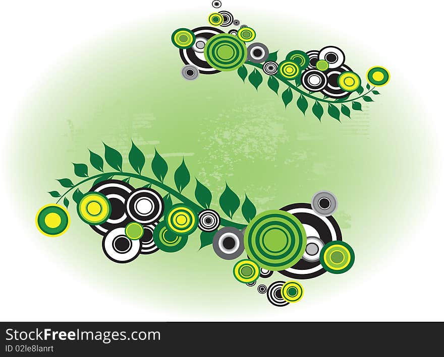 Green circle and flowers decoration