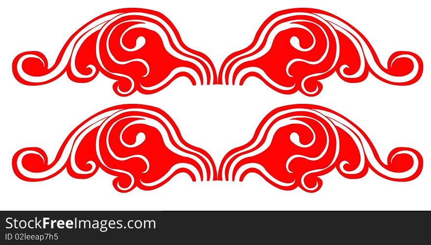 Illustration drawing of beautiful red wave pattern