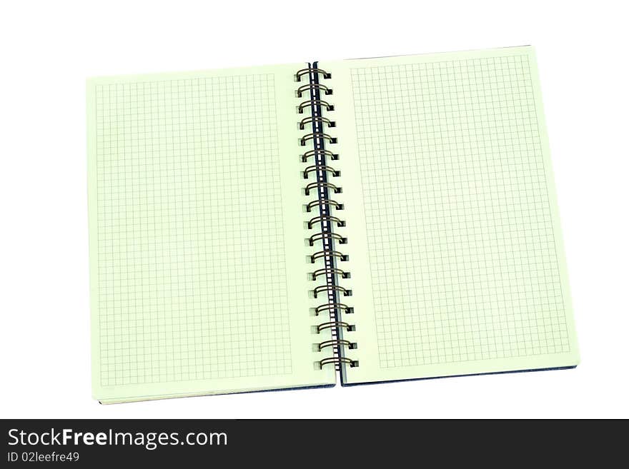 Blank open notebook isolated on white background. Blank open notebook isolated on white background