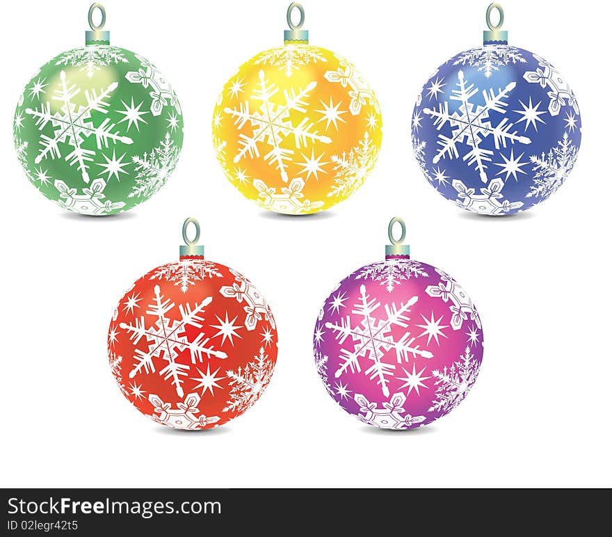 Five decoration balls for christmas tree. Five decoration balls for christmas tree