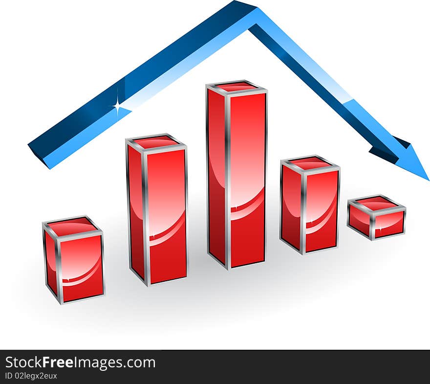 Red diagram with blue arrow