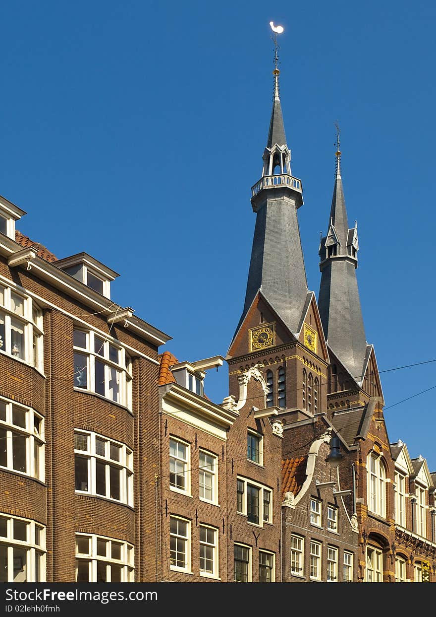 Typical Amsterdam Architecture in a beautiful sunny day