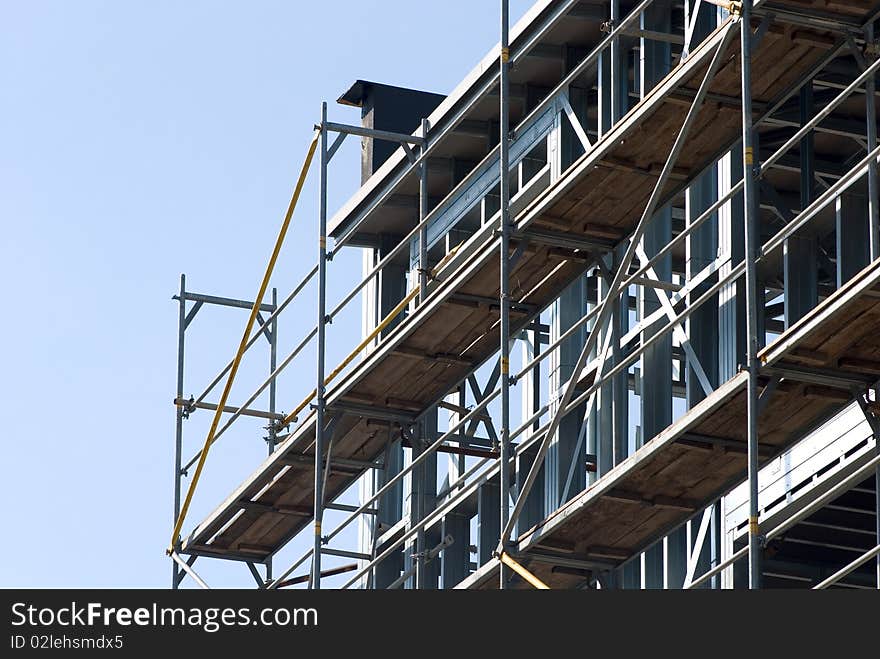 Framework of scaffolding against blue sky. Framework of scaffolding against blue sky