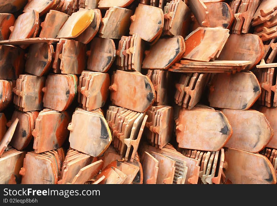 Red tiles decoration for roof.