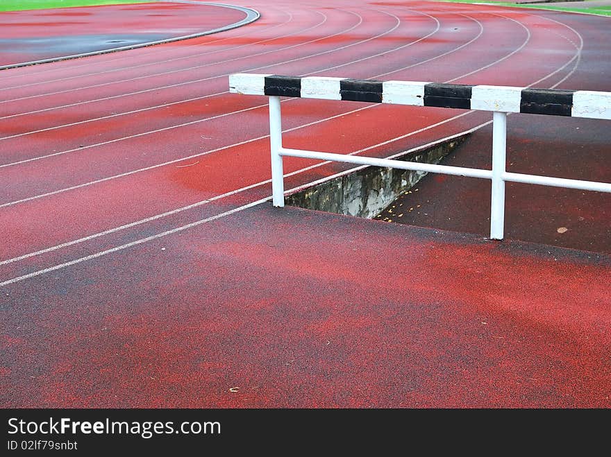 Hurdle on running track