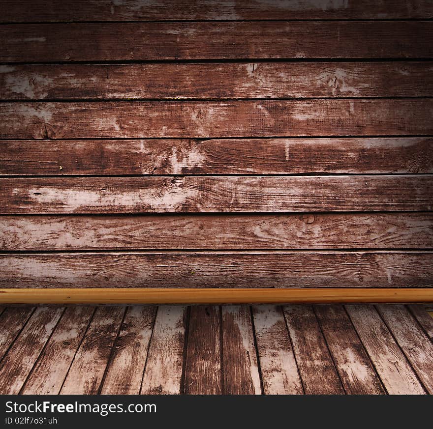 Wooden grunge interior with shadow