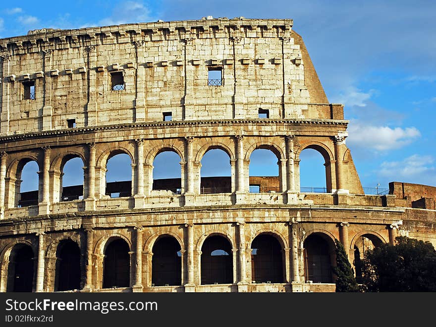 Monument of architecture of Italy, the Collosseo on a decline