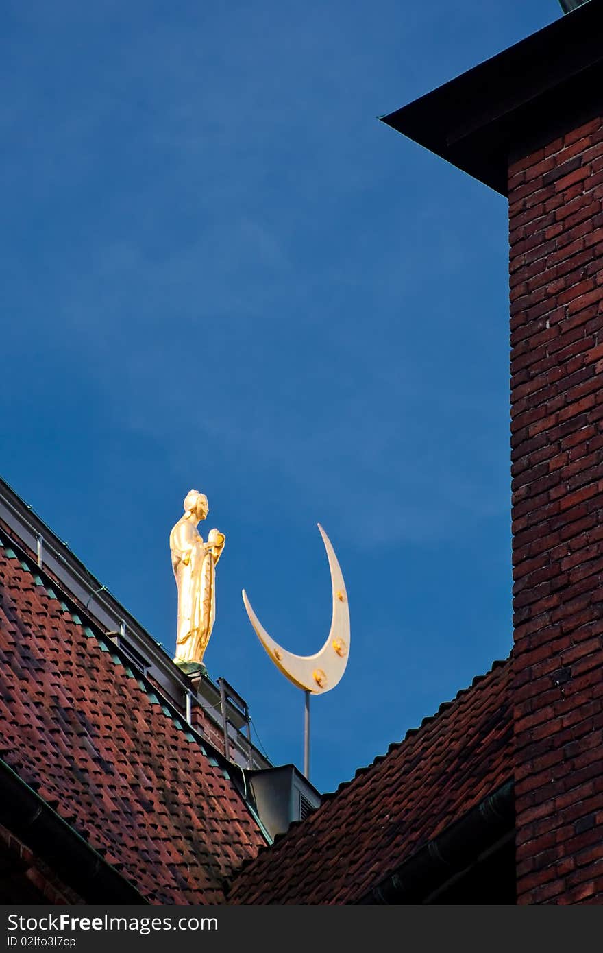 Stockholm (Sweden) City Hall detail against clear blue sky. Stockholm (Sweden) City Hall detail against clear blue sky.