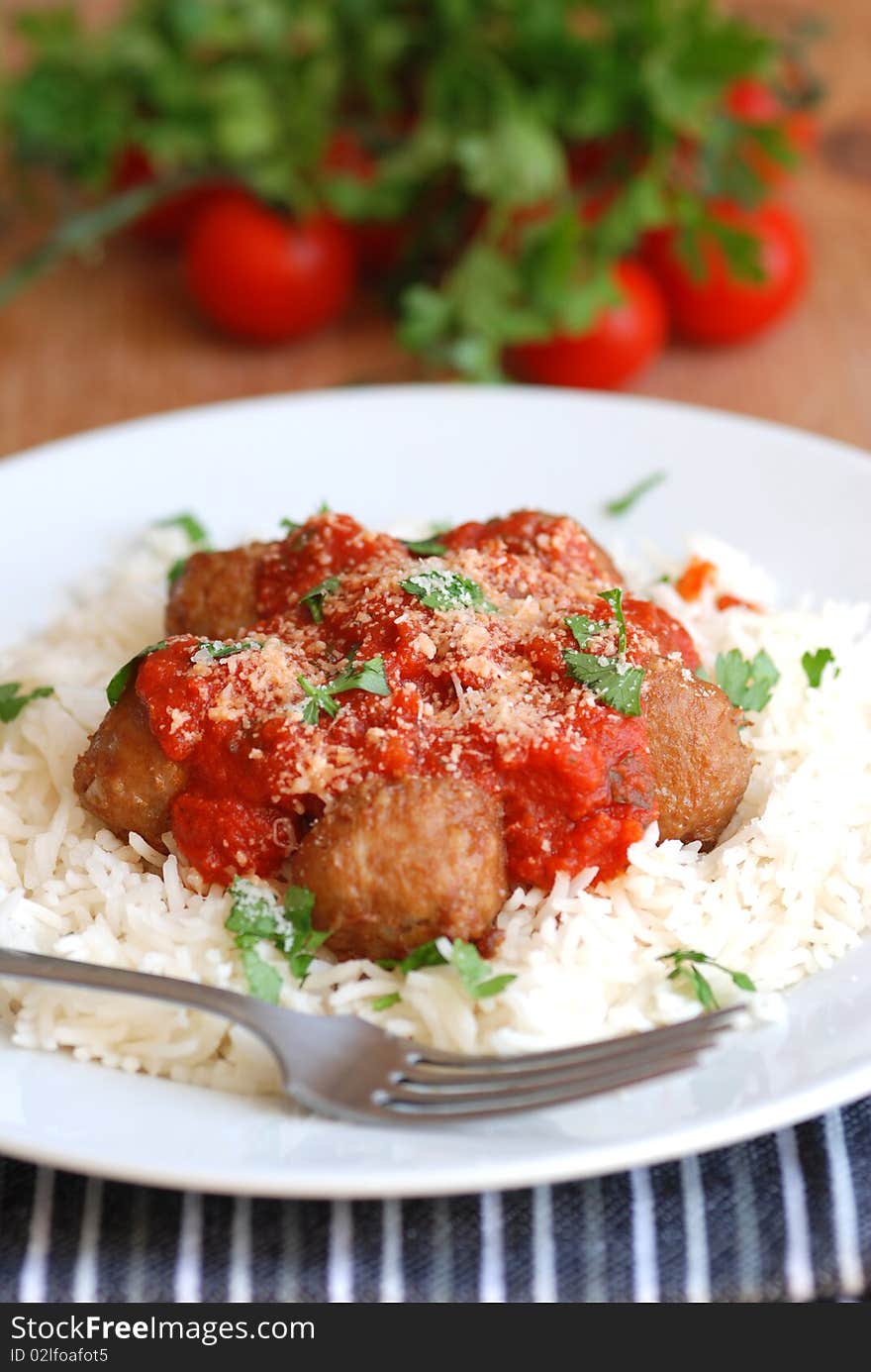 Meatballs with rice