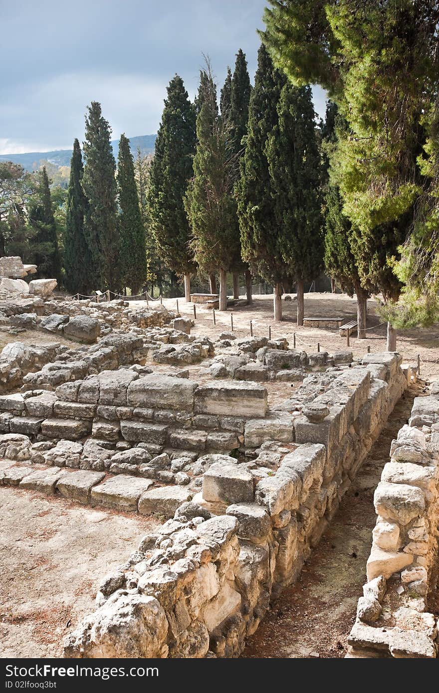 Walls at Knossos Archeological Site in Crete, Greece