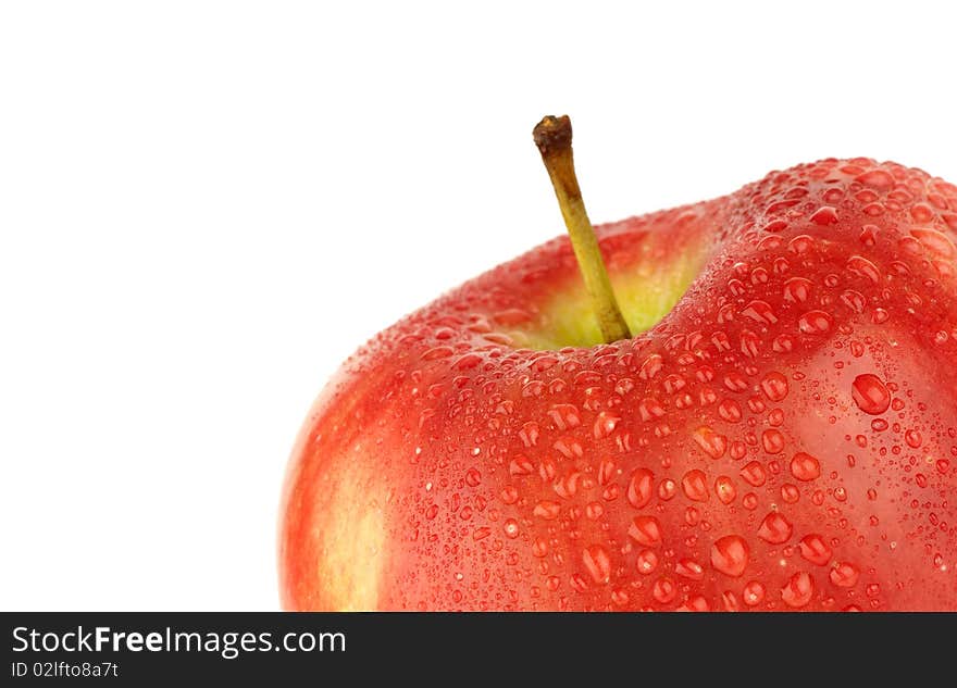 Ripe red apple on a white background