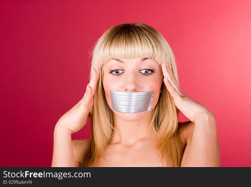 Young Blond Woman Having A Headache Close Up