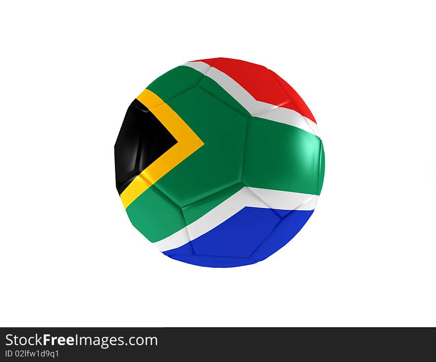 World cup. Ball painted in flag of South Africa isolated on white background. High quality 3d render. World cup. Ball painted in flag of South Africa isolated on white background. High quality 3d render.