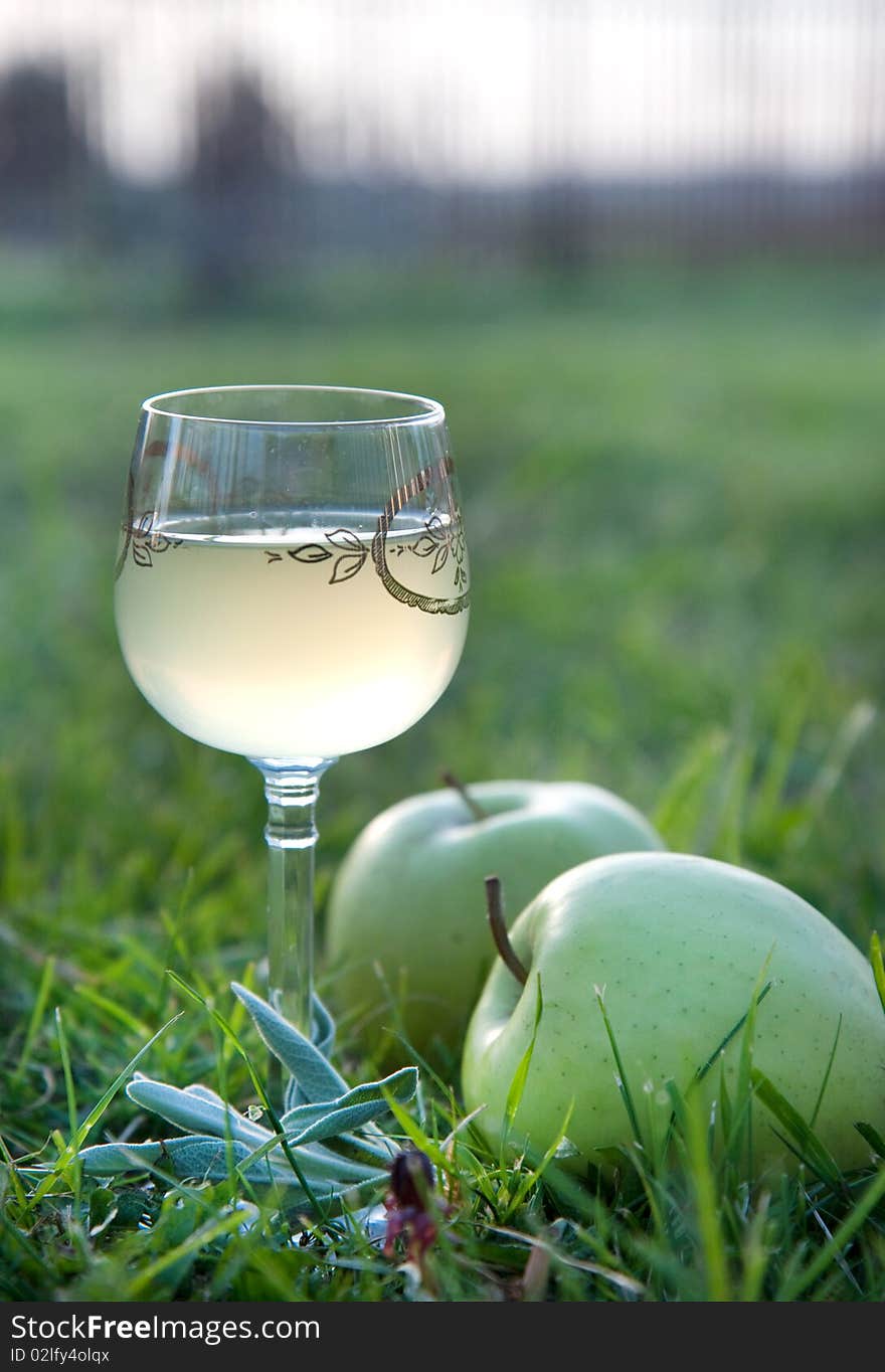 Homemade wine with green apples. Homemade wine with green apples