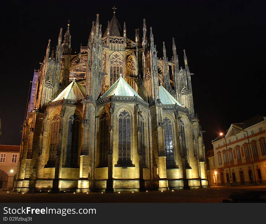 View of the Cathedral St.Vitus in old town in Prague. Czech republic.