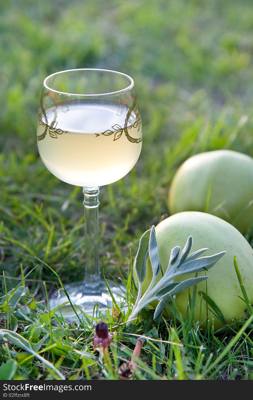 Homemade wine with green apples. Homemade wine with green apples