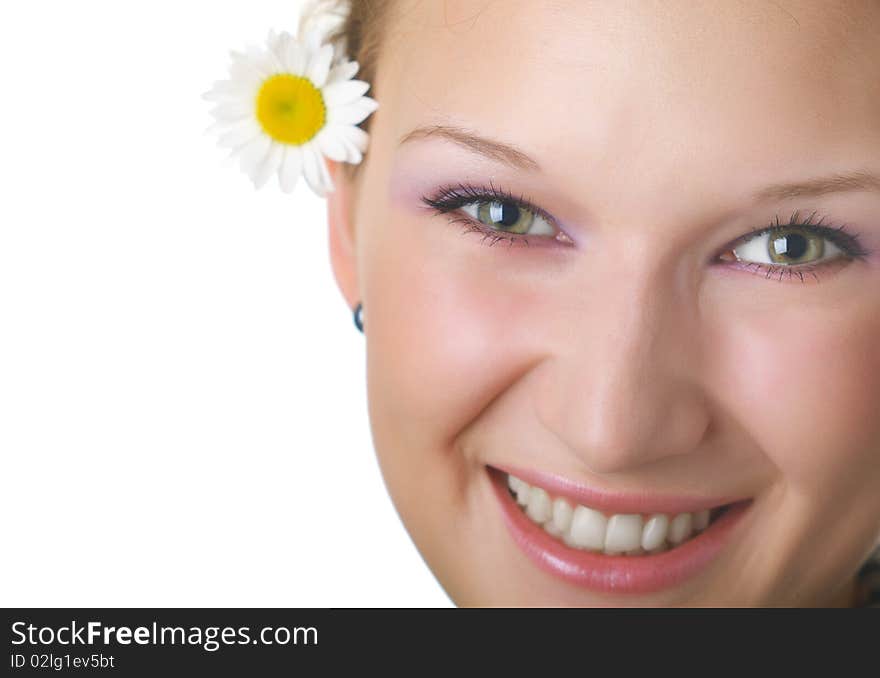 Beautiful Young Girl With Chamomile