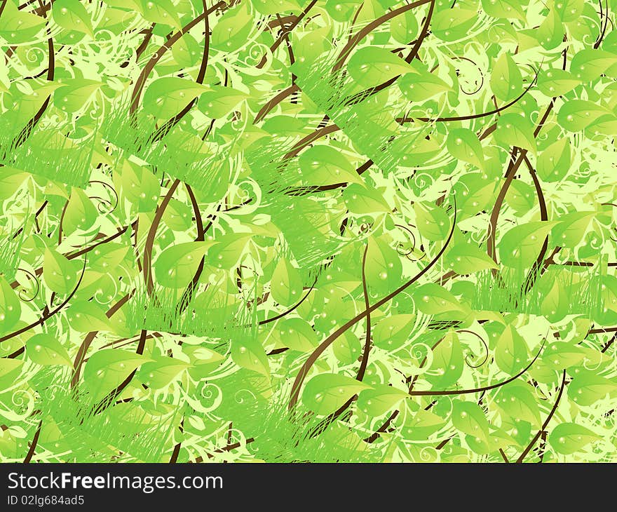 Beautiful green foliage ornament pattern, illustration. Beautiful green foliage ornament pattern, illustration