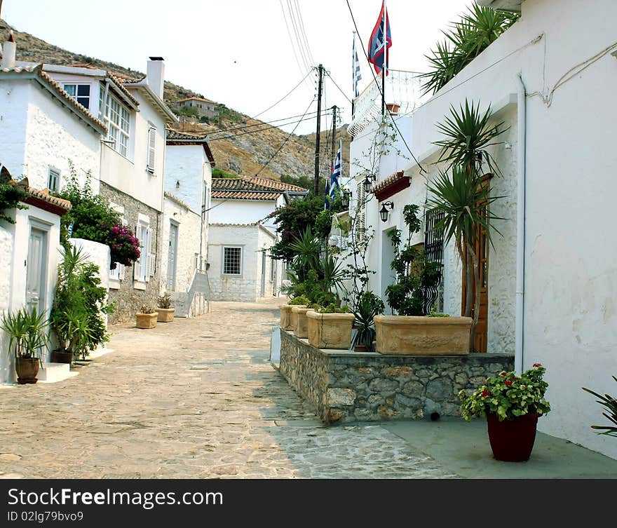 The view on the typical path in Hydra island. The view on the typical path in Hydra island