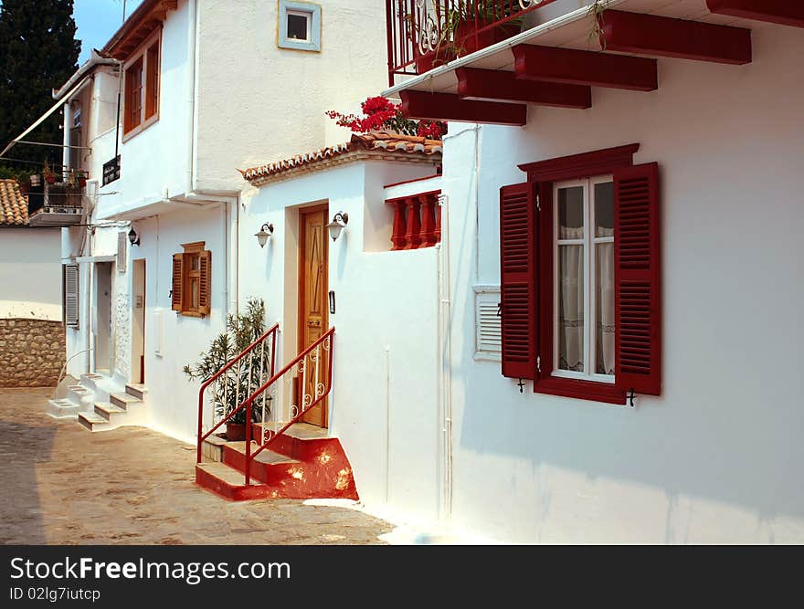 The view on the house in greek island Hydra