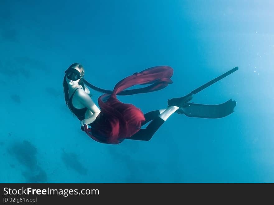 Mermaid, young women underwater