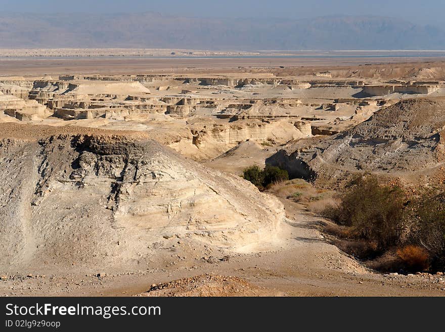 Rocky desert landscape near the Dead Sea