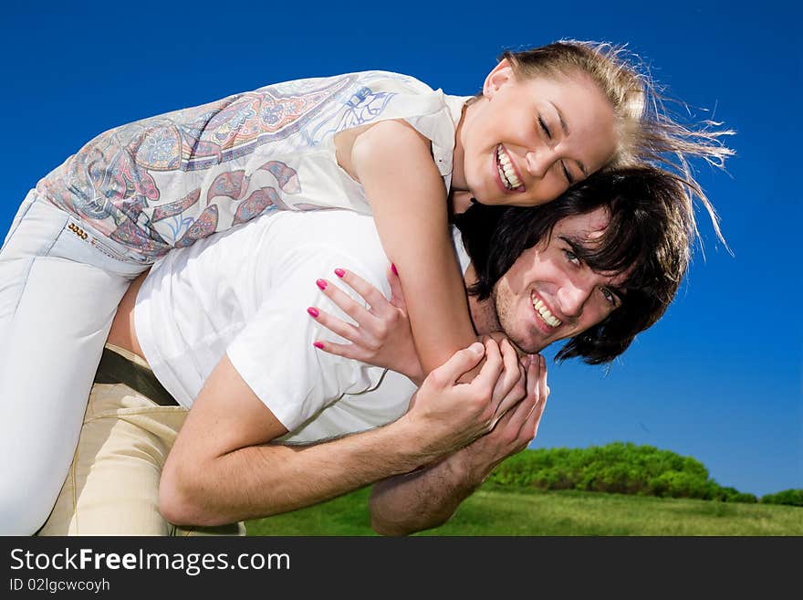 Boy with smile and long-haired girl