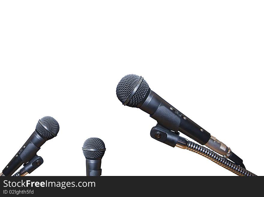 3 microphones Isolated on white background