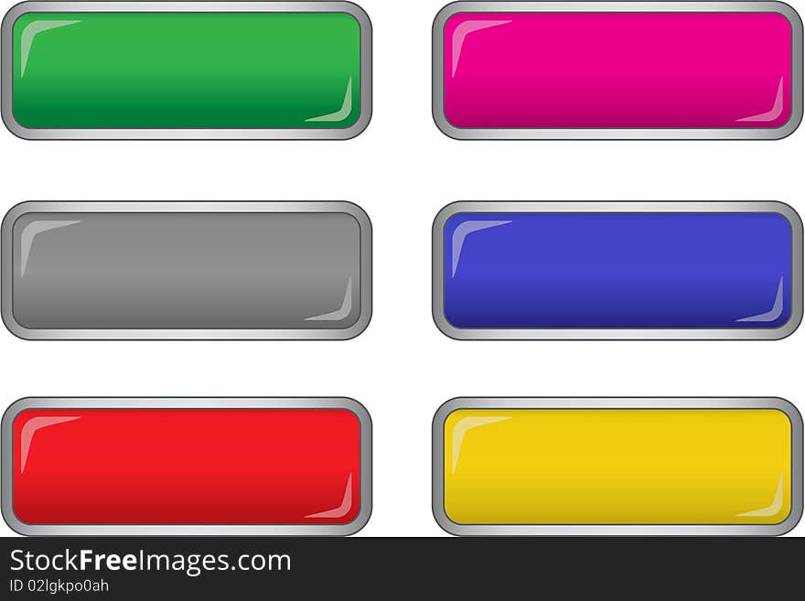 Vector long buttons six colors