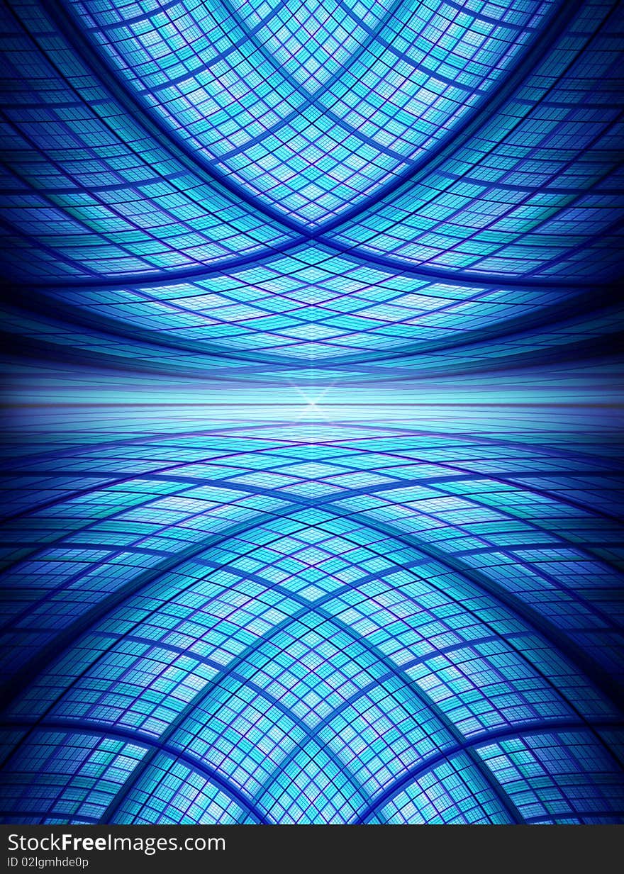 Blue squares with reflection. Abstract design. Background