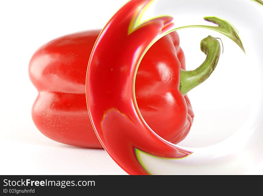 Large fresh red bell pepper