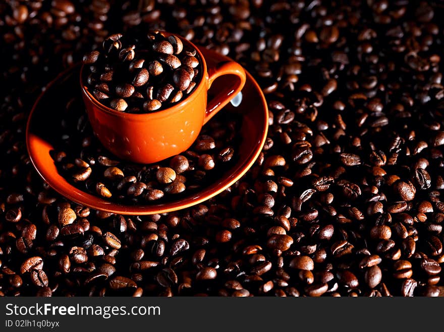 Coffee cup with beans