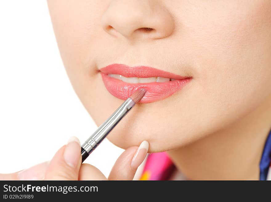 Applying Liquid Glossy Lipstick