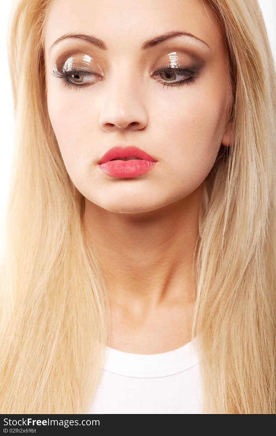 Portrait of young beautiful blond woman with makeup. Portrait of young beautiful blond woman with makeup