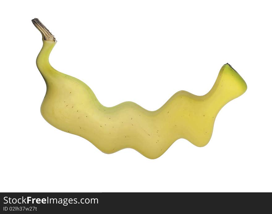 Waved Banana isolated on white background.