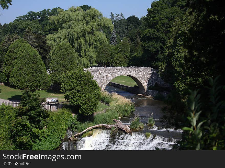 Beautiful Old Bridge In Local Park. Beautiful Old Bridge In Local Park