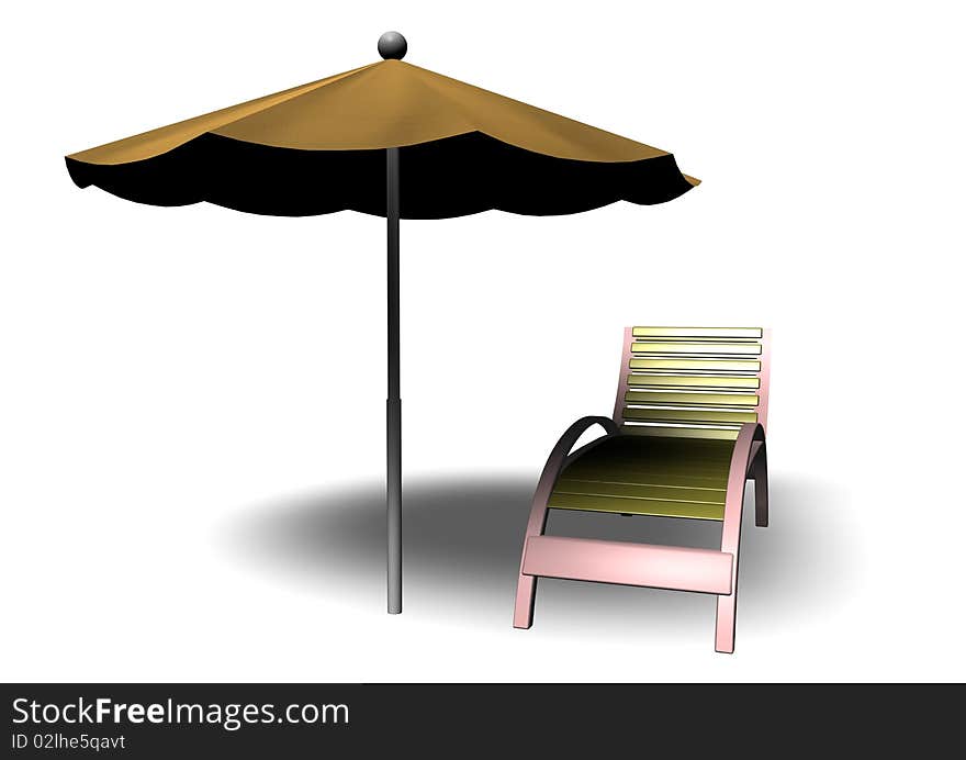 Beach Parasol and Deckchair