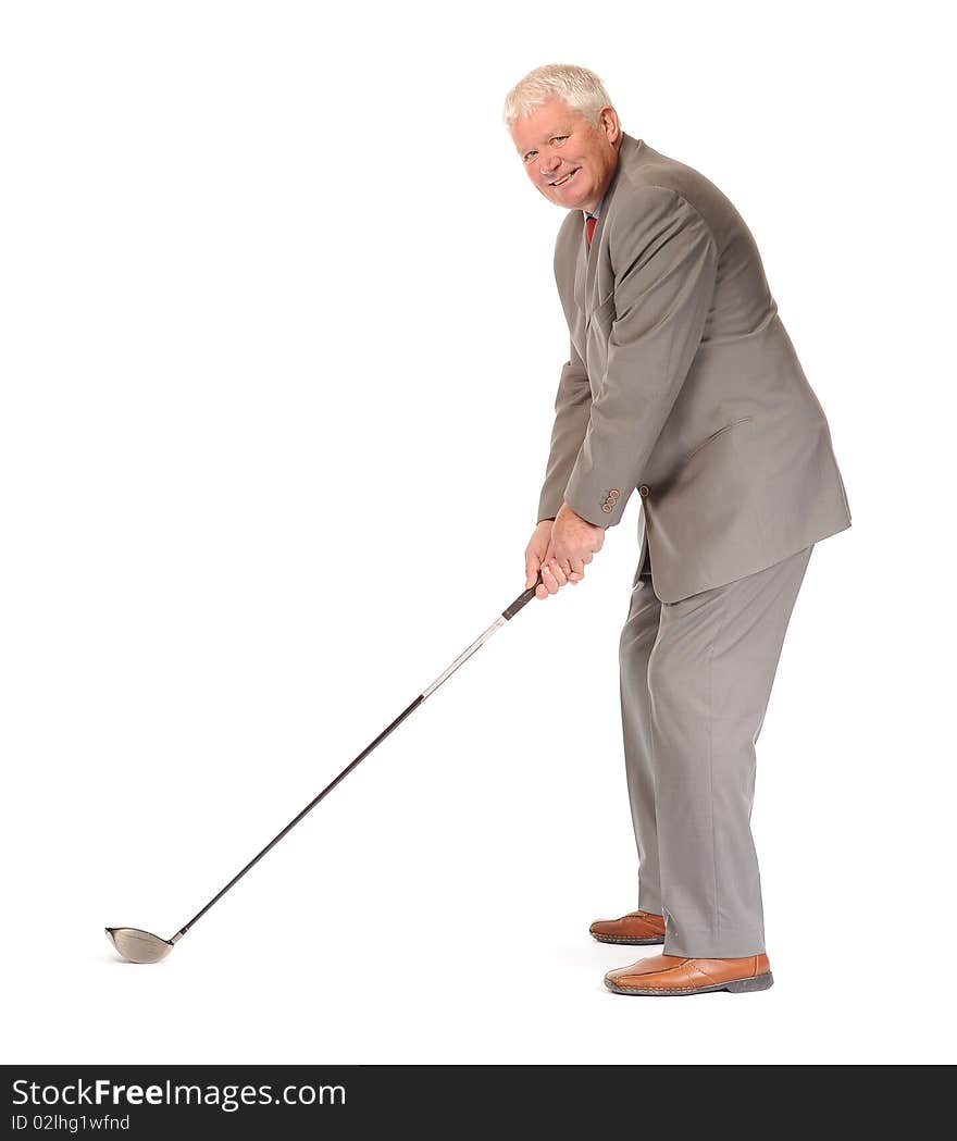 Successful Mature Businessman With Golf Club