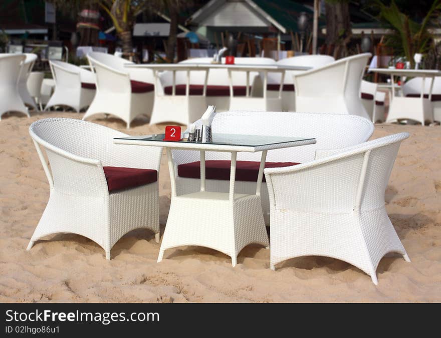 Restaurant on the beach waiting for guests