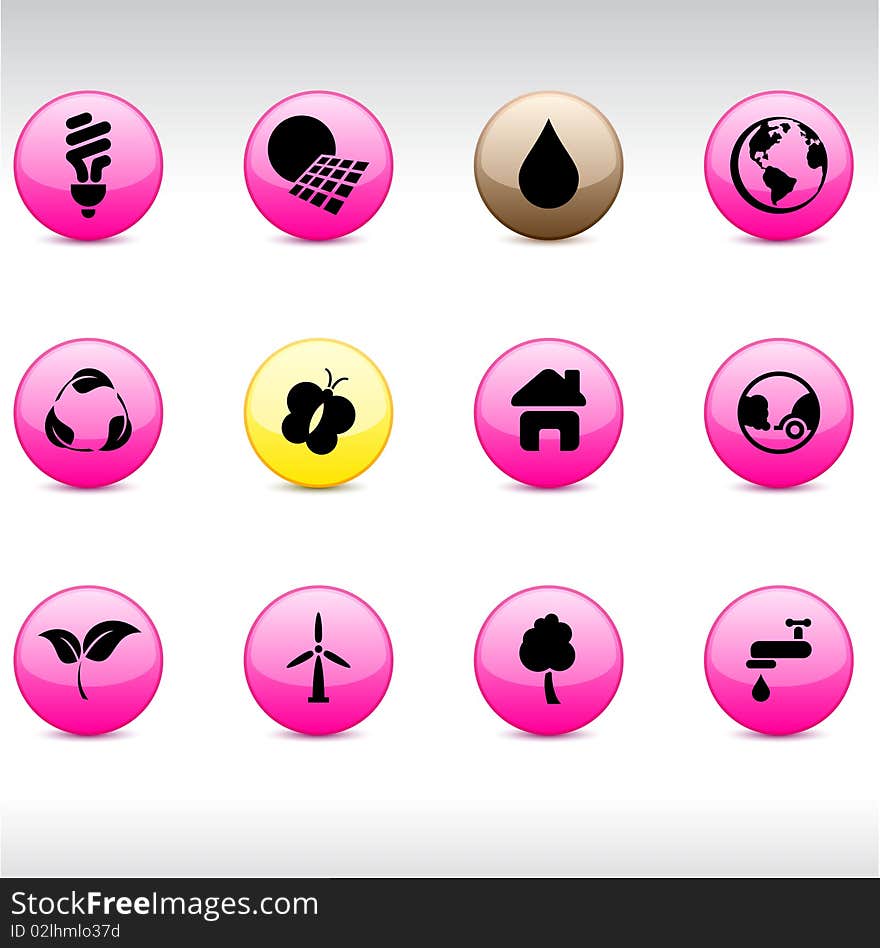 Ecology set of round glossy icons. Ecology set of round glossy icons.