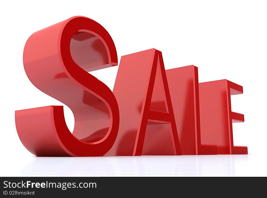 Red Sale word over white. 3d image