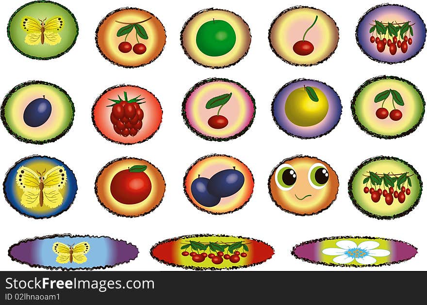 Icons with fruits