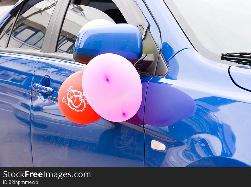 Wedding car decoration, close up